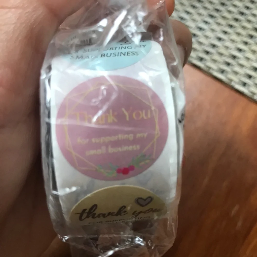 Thank You Stickers, 500 pieces, waterproof labels, 1” x 2.5 cm